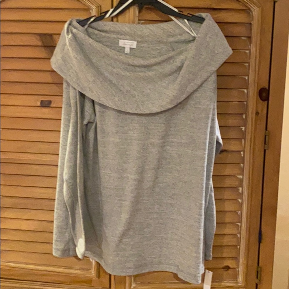 Talbots NWT off the shoulder lt grey sweater sz XL